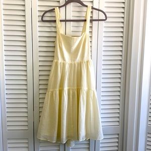 NWT WAYF Gathered Tie Yellow Dress S